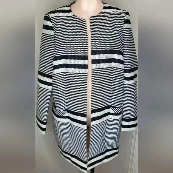 Womens Pure Collection Black Longline Striped Jacket - Black NWT New Size 8/10 - Picture 9 of 16